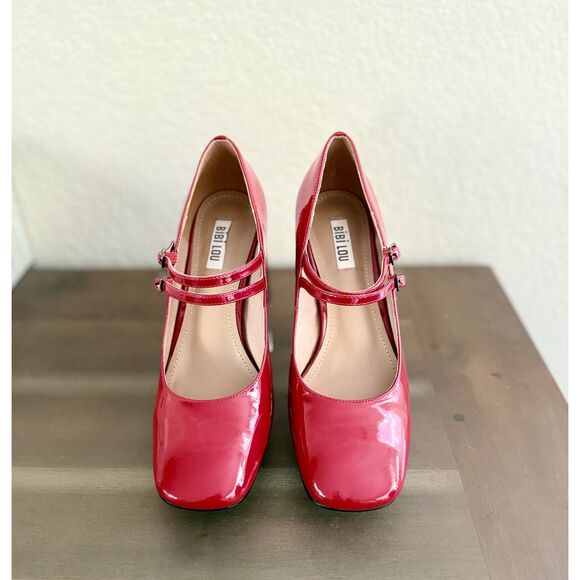 Bibi Lou Milena Double Strap Red Patent Mary Jane Heels Womens Size 38 (US 8) - Picture 2 of 8